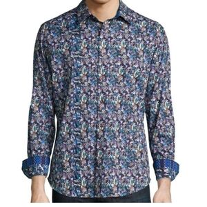 NWOT Robert  Graham  'Nessie' Owl medallion long sleeve shirt  XL